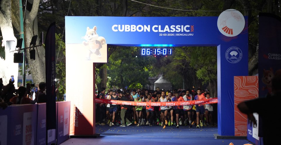 Runners at the Cubbon Classic start as the anthem ends